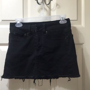 Black denim skirt